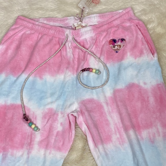 🎀 LoveShackFancy Santinella Tie-dye Joggers XL Pink White Blue - Picture 4 of 17